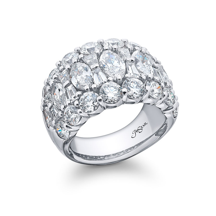 Platinum Marquise and Tapered Baguette Diamond Four-Row Band