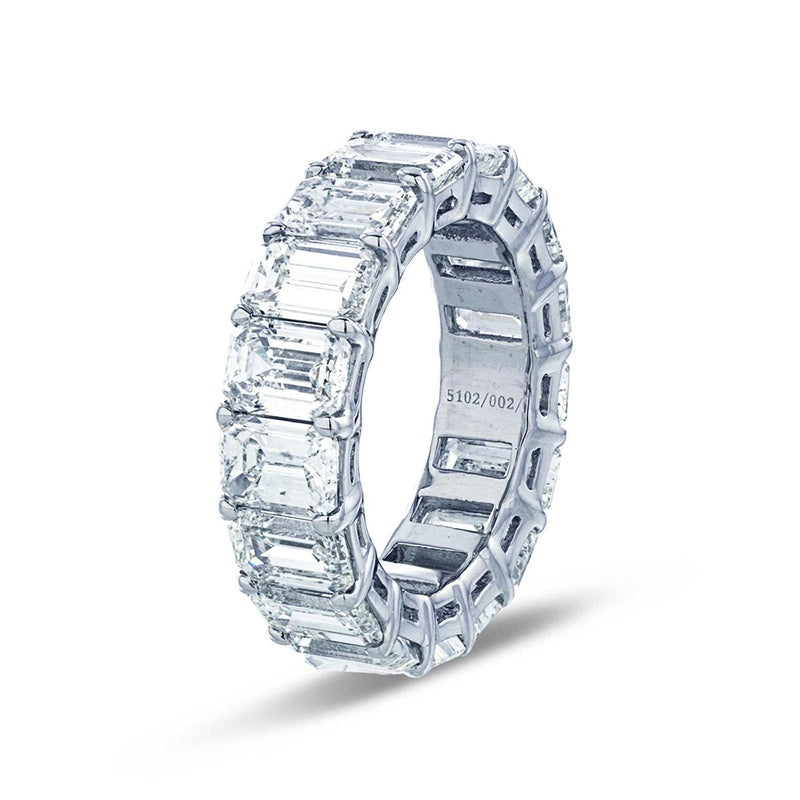 Platinum Emerald-Cut Diamond Eternity Band