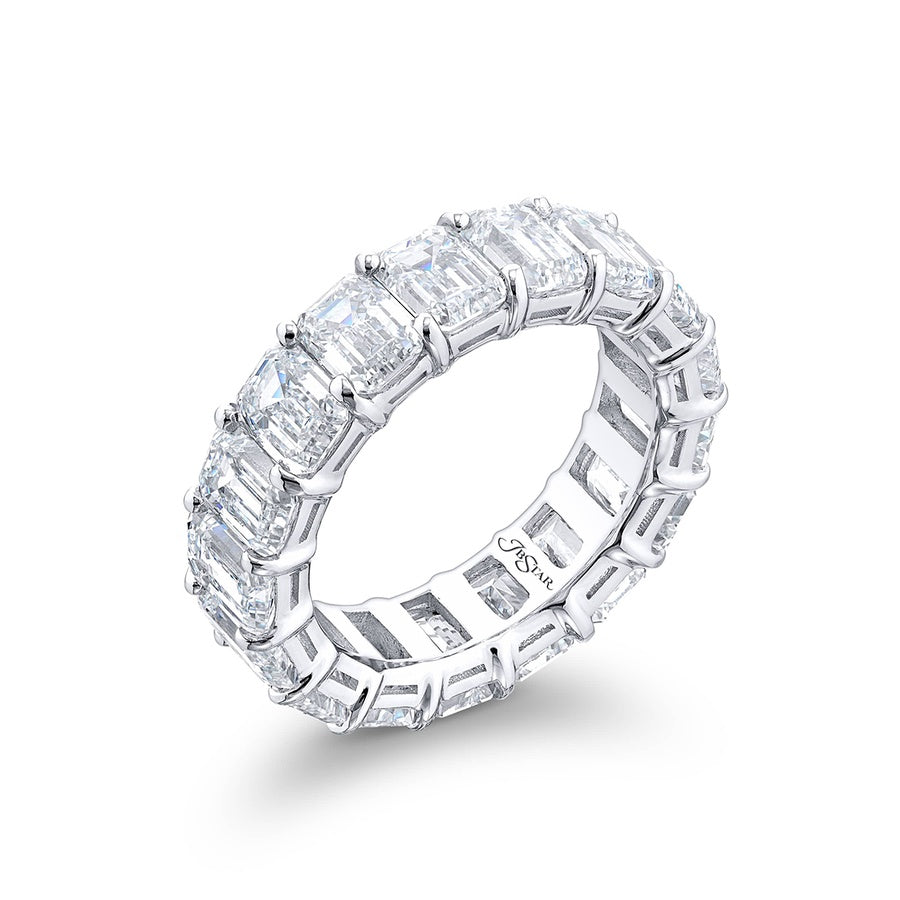Platinum Emerald-Cut Diamond Eternity Band