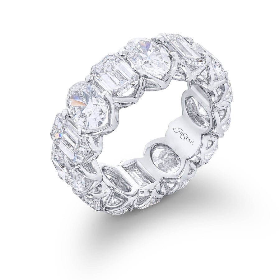 Platinum Emerald-Cut and Oval Diamond Eternity Band