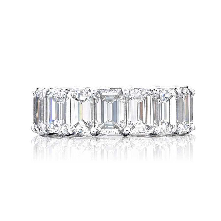 Platinum Emerald-Cut Diamond Certified Eternity Band