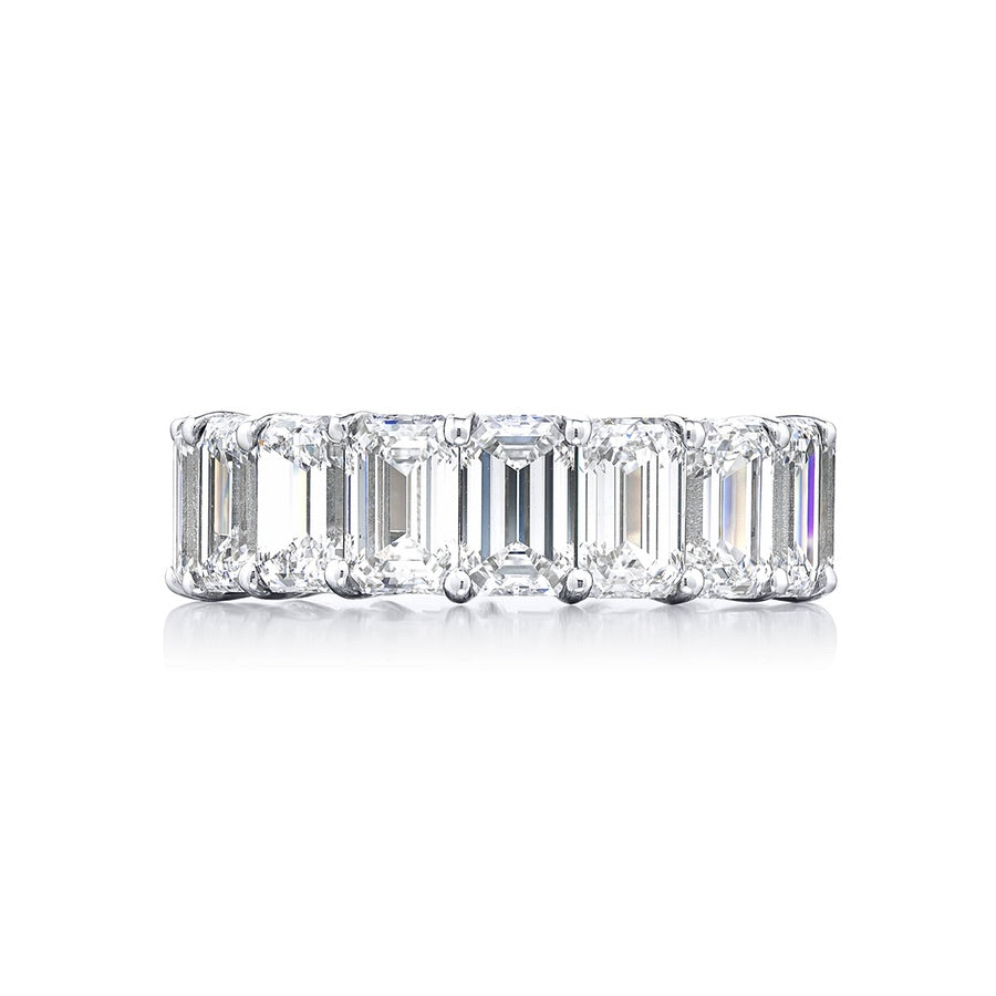 Platinum Emerald-Cut Diamond Certified Eternity Band