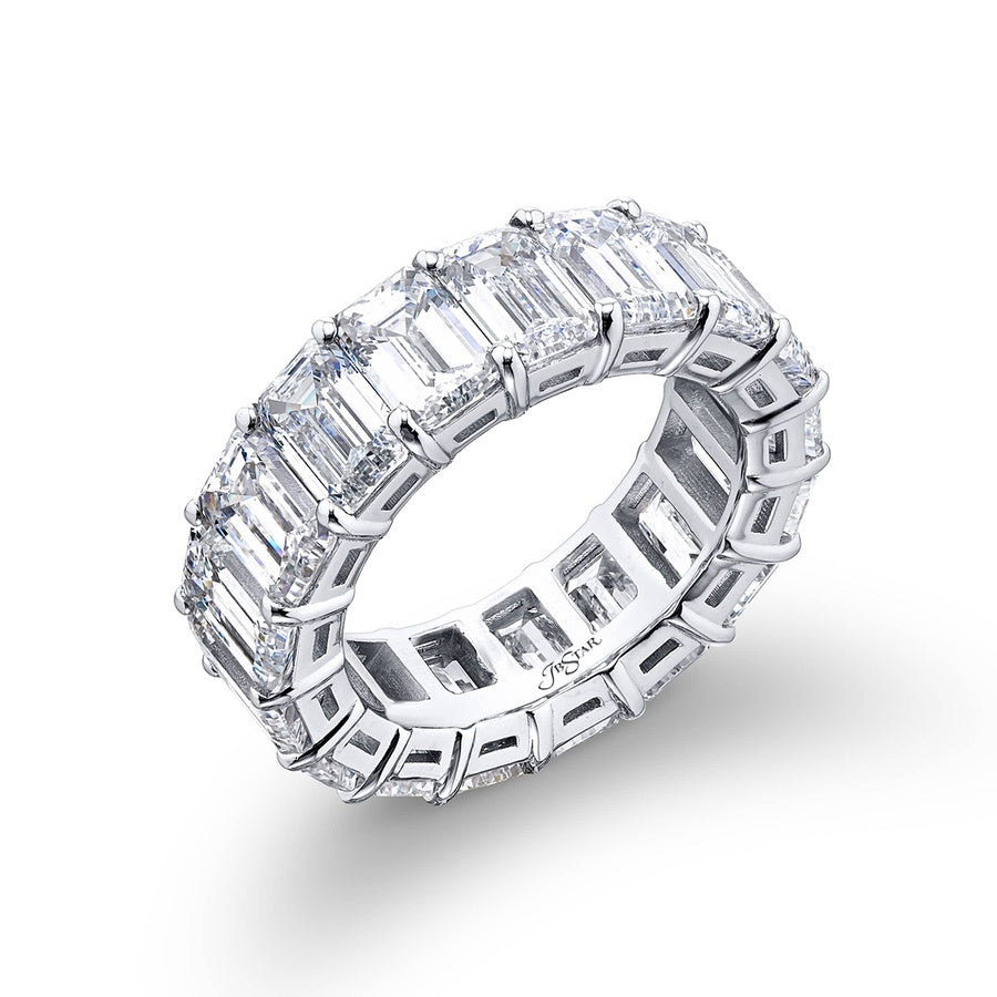 Platinum Emerald-Cut Diamond Certified Eternity Band