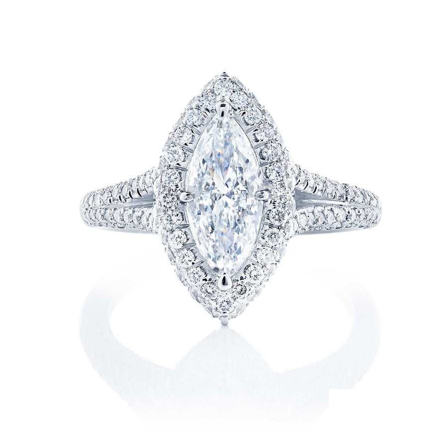 Platinum Marquise Diamond GIA Certified Micro Pave Engagement Ring