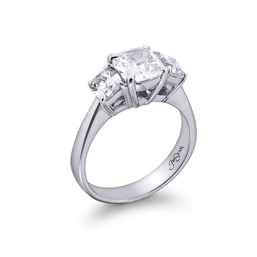 1.21 ct. GIA-Certified Cushion-Cut Diamond Ring with Cushion-Cut Accents in Platinum