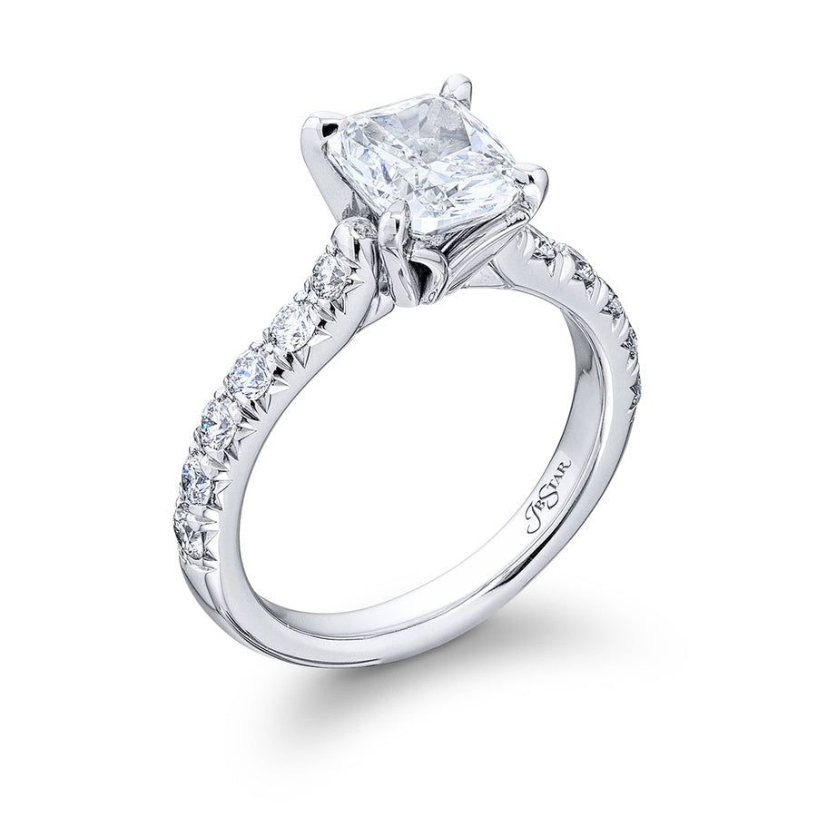 1.70 ct. GIA-Certified Cushion-Cut Diamond Engagement Ring with Round Diamond Shank in Platinum