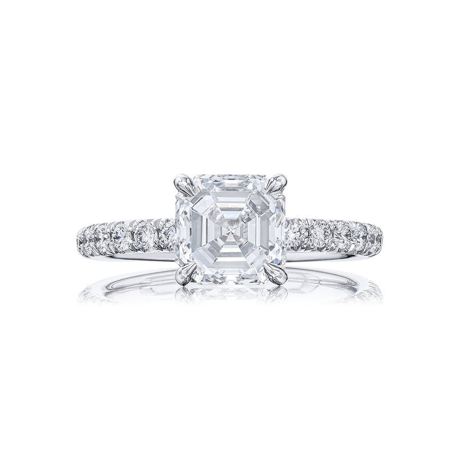 2.09 ct. GIA-Certified Square Emerald-Cut Diamond Ring with Round Accents in Platinum