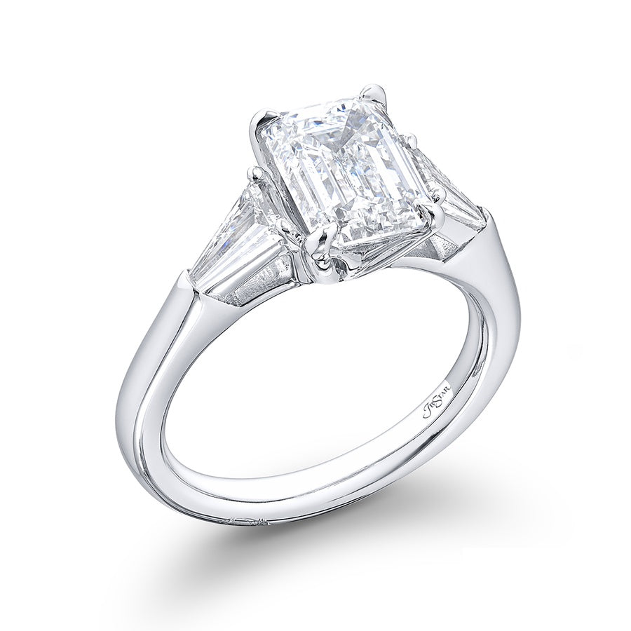 Platinum Emerald-Cut Diamond GIA Certified Engagement Ring