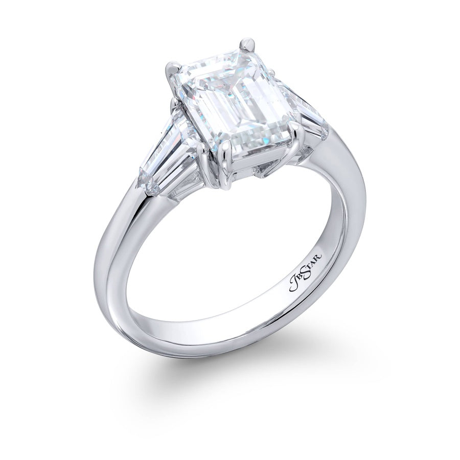 Platinum Emerald-Cut Diamond GIA Certified Engagement Ring