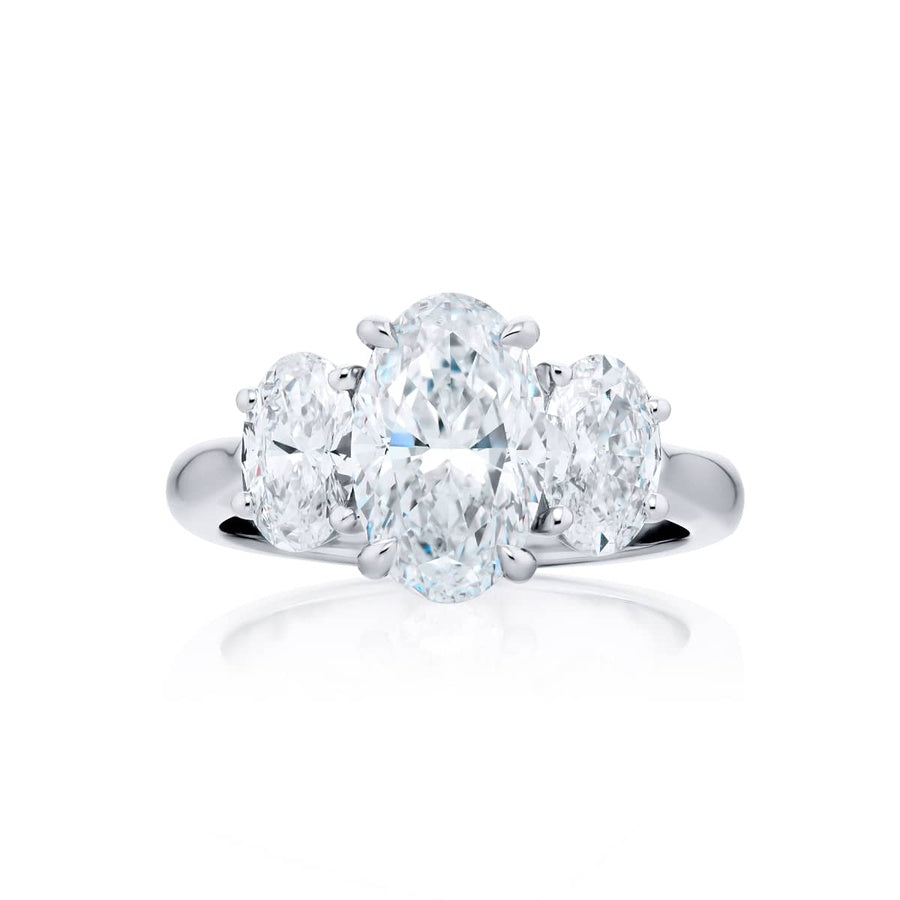 3.02 ct. GIA-Certified Oval-Cut Diamond Ring with Oval Side Stones in Platinum