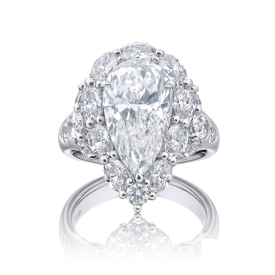 Platinum Pear-Shaped Diamond GIA Certified Engagement Ring