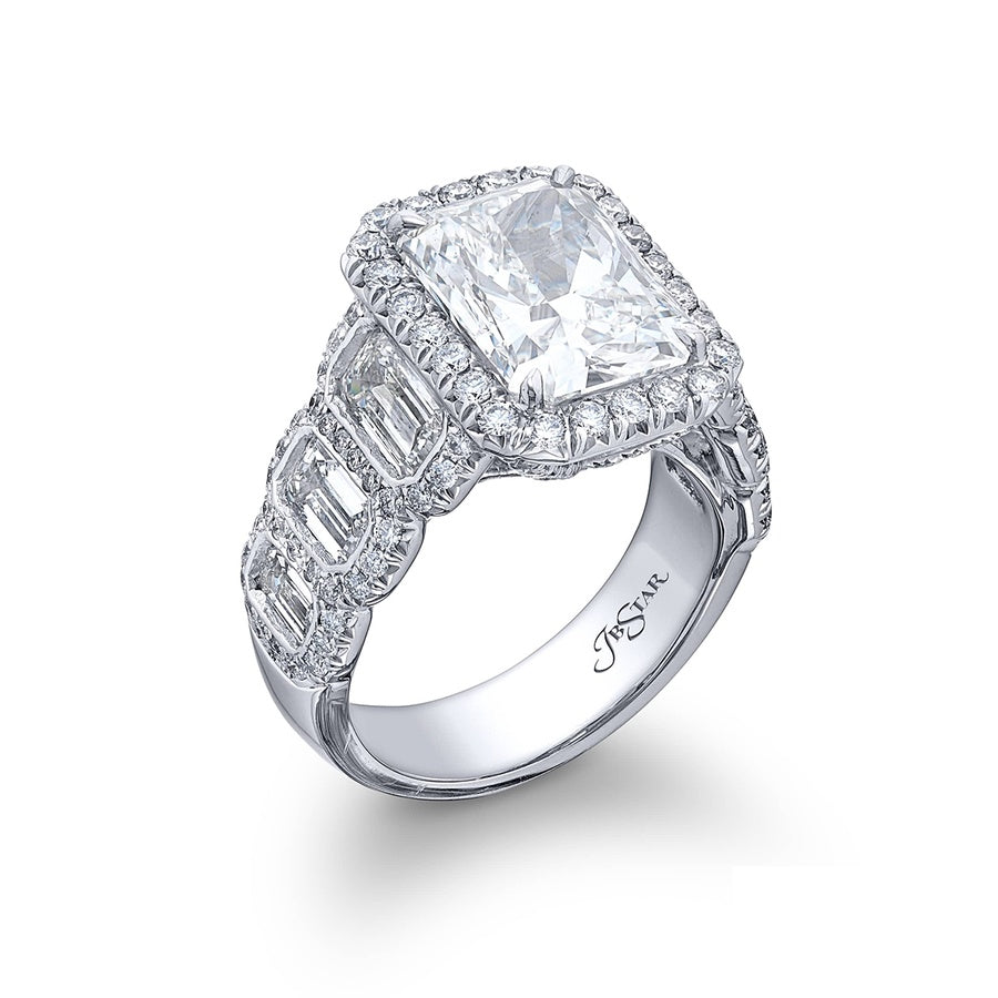 Timeless 5.06 ct. Radiant-Cut Diamond Engagement Ring with Cascading Emerald-Cut Accents