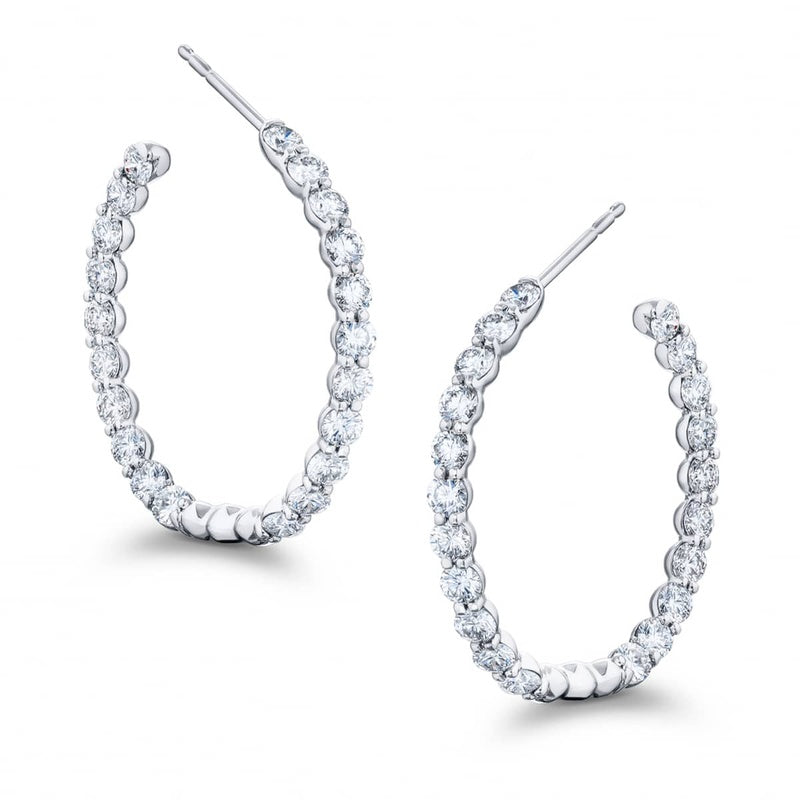 Classic Round Diamond Hoop Earrings in Platinum