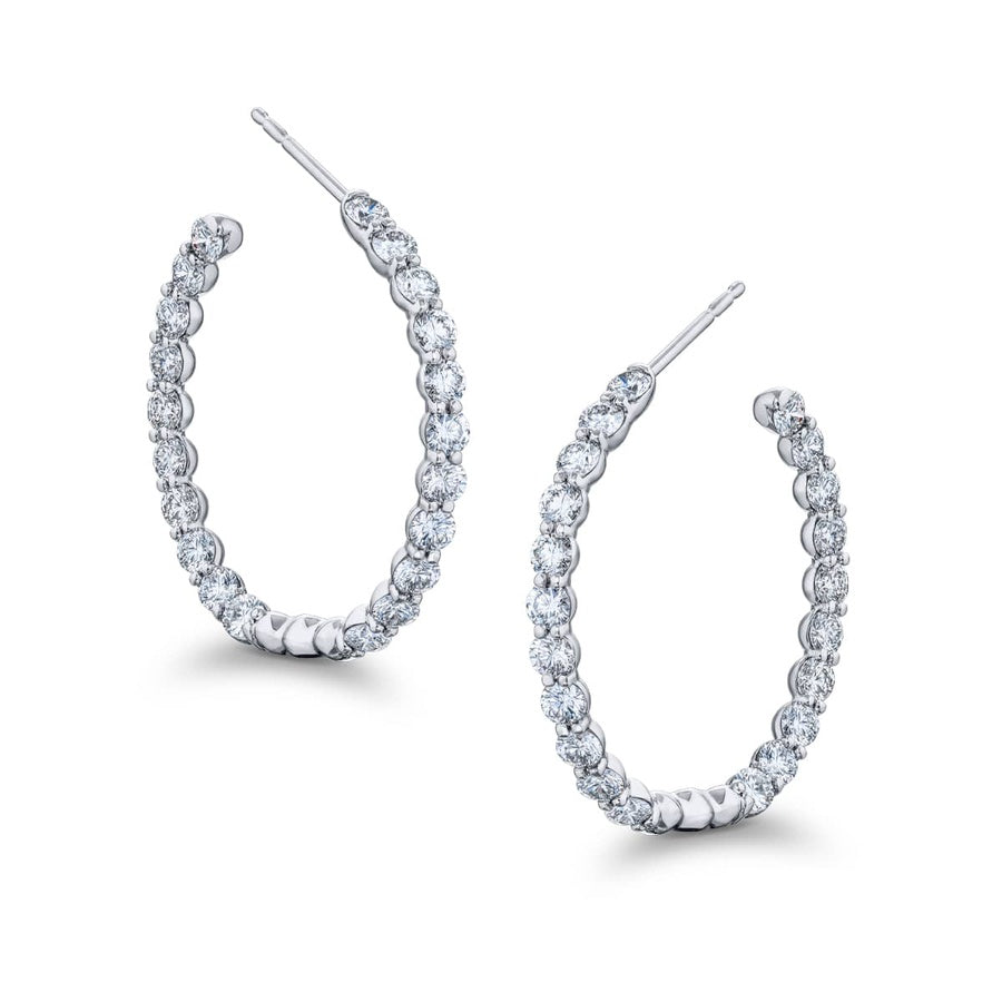Classic Round Diamond Hoop Earrings in Platinum