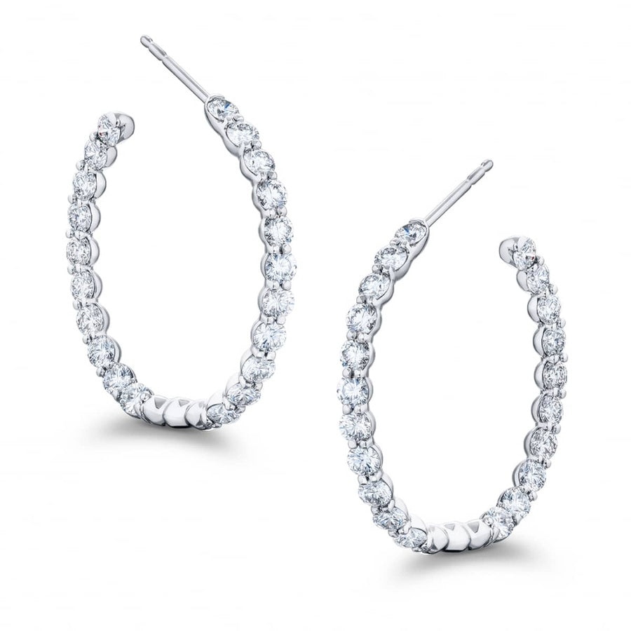 Classic Round Diamond Hoop Earrings in Platinum