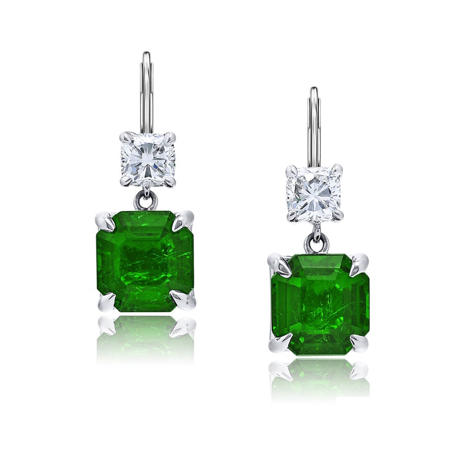 Gorgeous Glamour: 3.57 ctw. Certified Emerald & Diamond Drop Earrings
