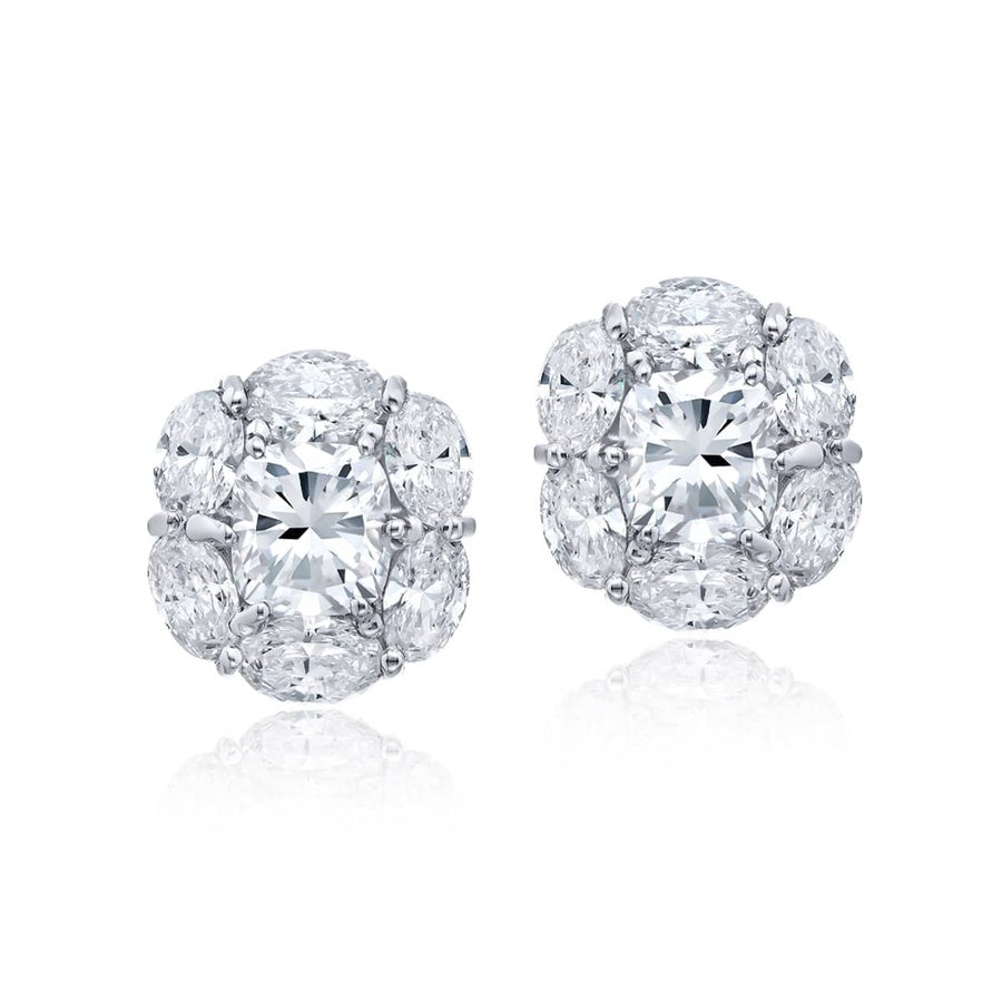 Platinum Cushion-Cut Diamond Certified Stud Earrings