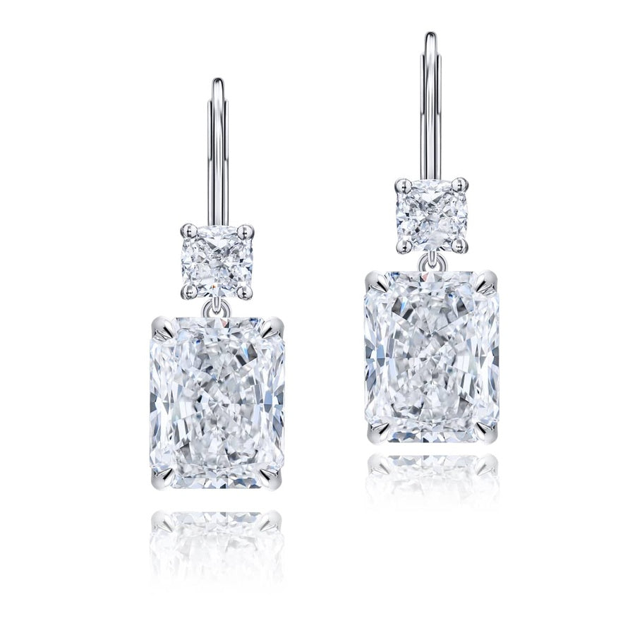 Platinum Radiant-Cut Diamond Certified Drop Earrings
