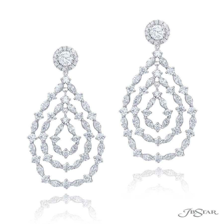 One-of-a-Kind Marquise & Round Diamond Earrings in Platinum