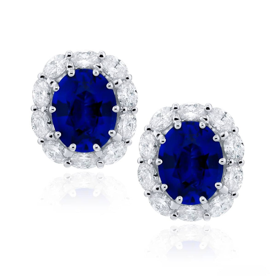 Platinum Oval Sapphire Certified Stud Earrings