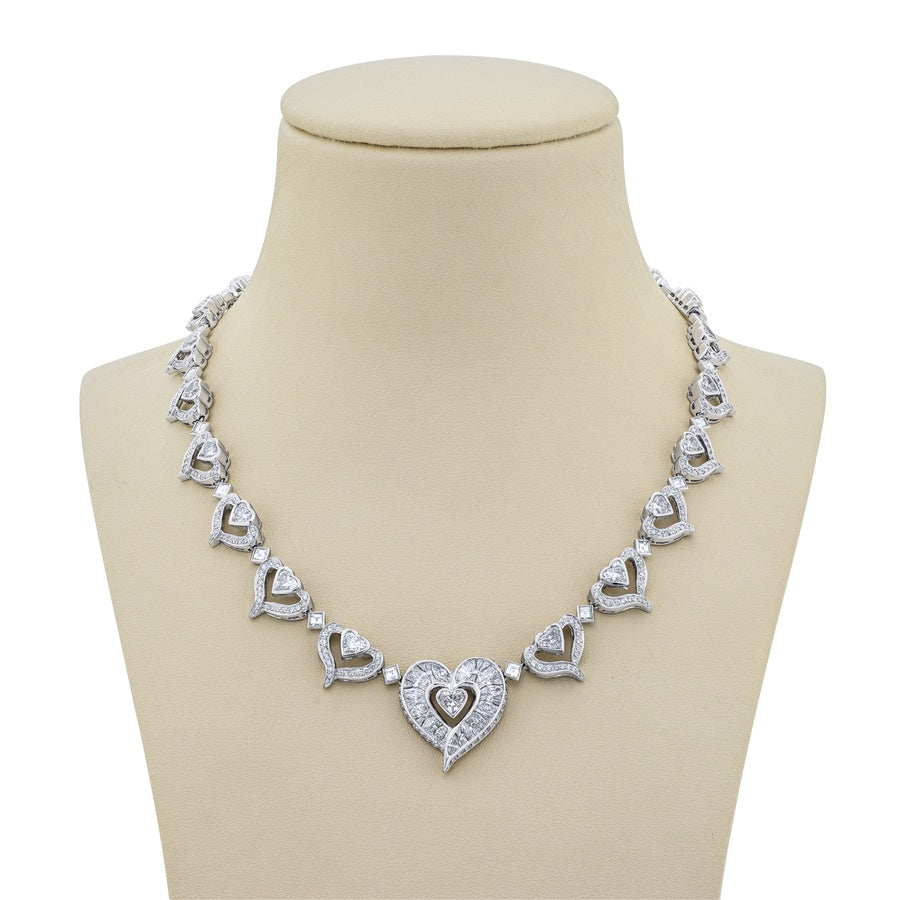 Platinum Heart-Shaped Diamond Necklace