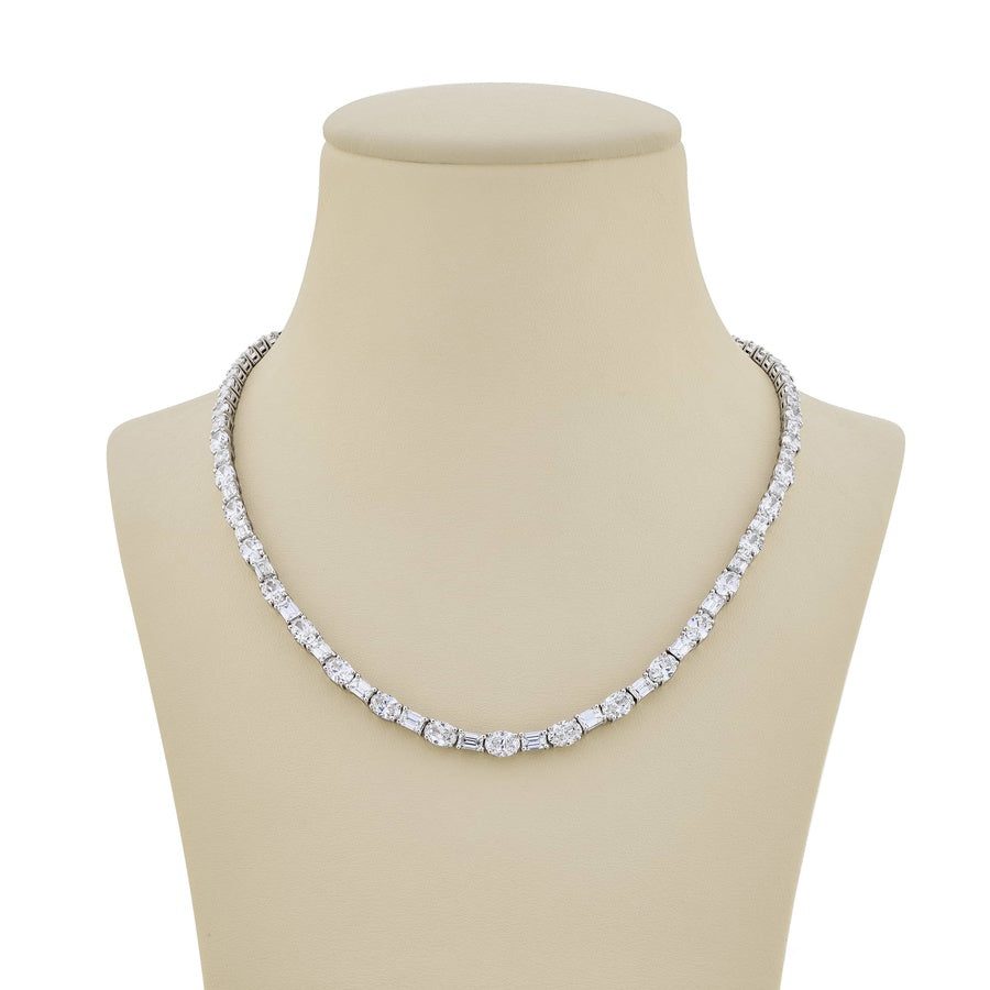 One-of-a-Kind Diamond Necklace  Emerald-Cut & Oval-Cut Diamonds Handcrafted in Pure Platinum
