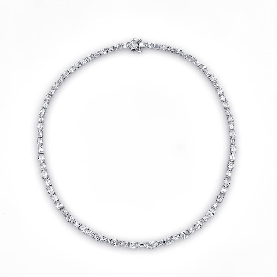 One-of-a-Kind Diamond Necklace  Emerald-Cut & Oval-Cut Diamonds Handcrafted in Pure Platinum
