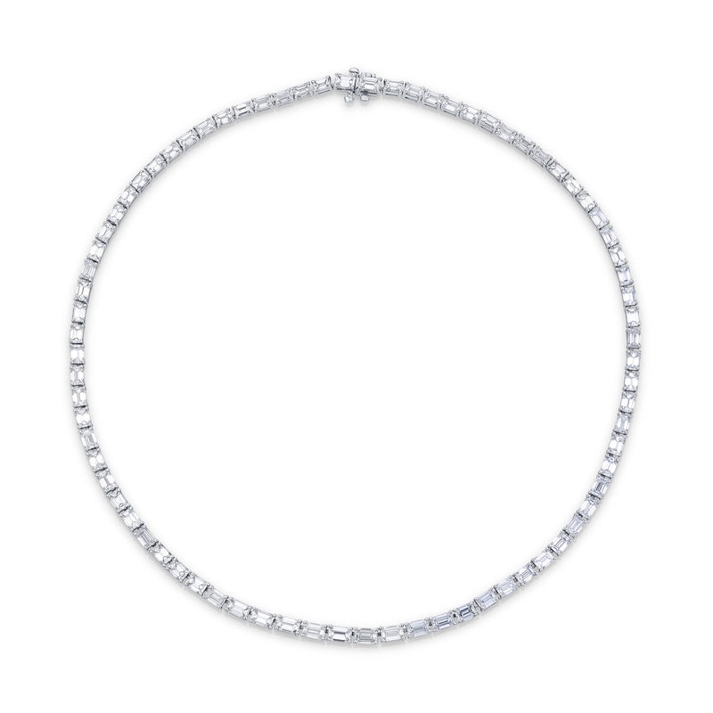Platinum Emerald-Cut Diamond Necklace