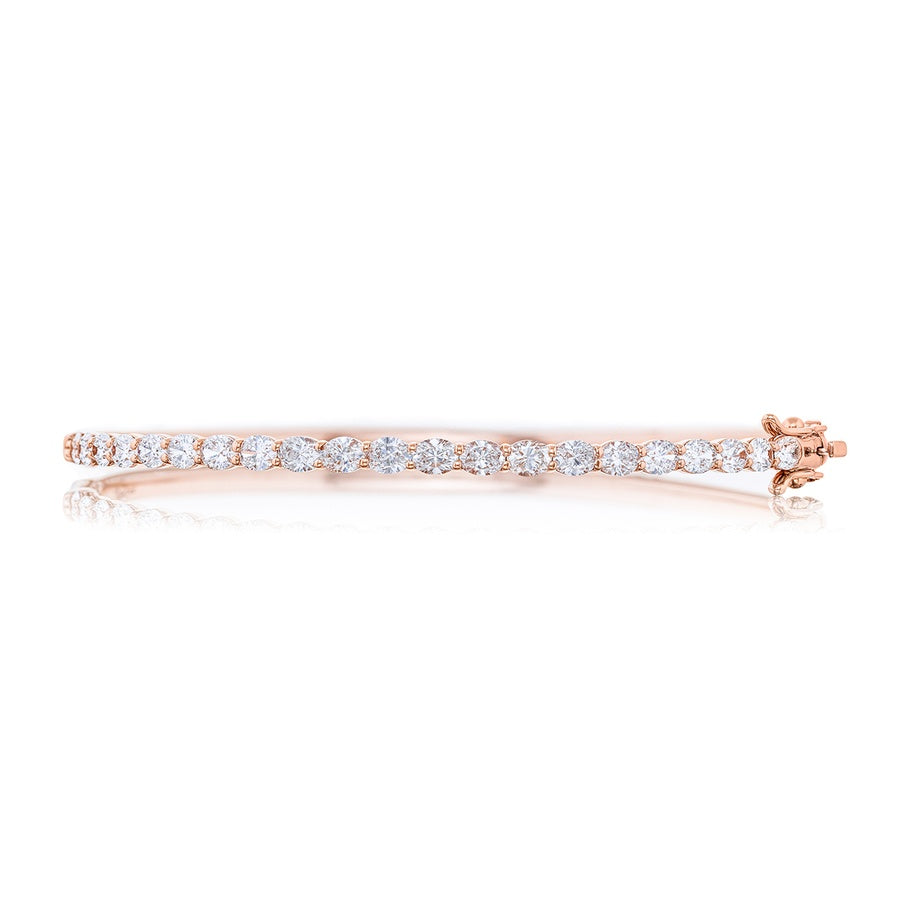18KP Gold Oval Diamond Bangel Bracelet