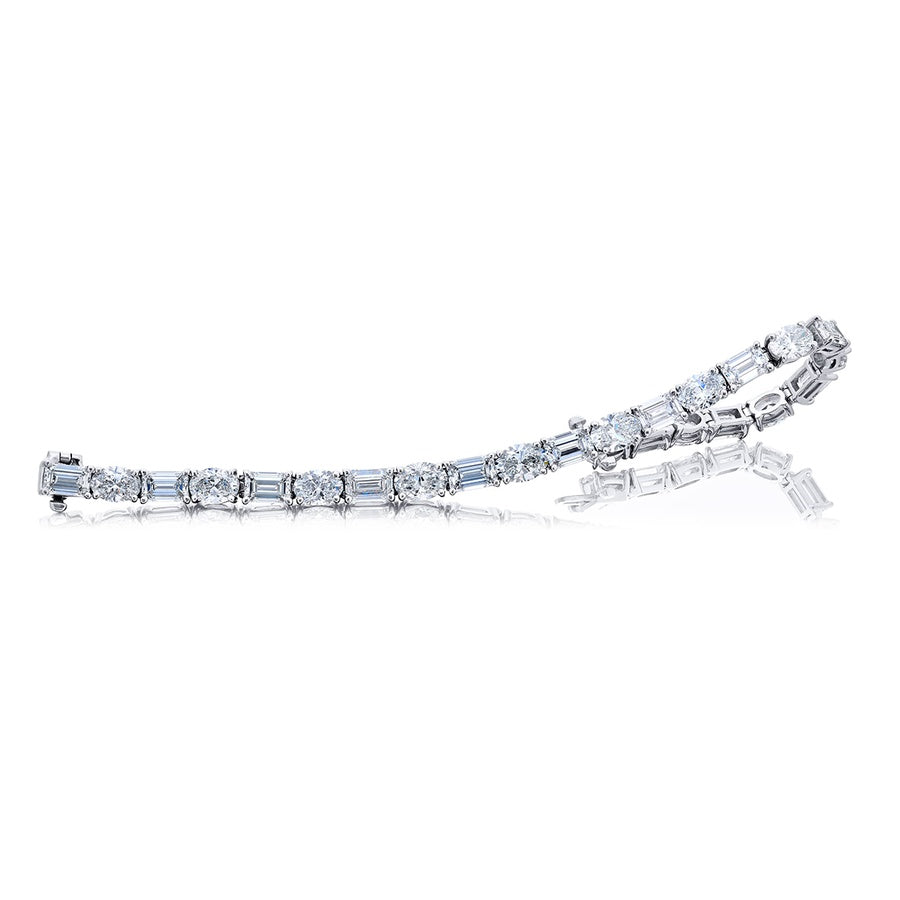 Platinum Emerald-cut and Oval Certified Diamond Bracelet