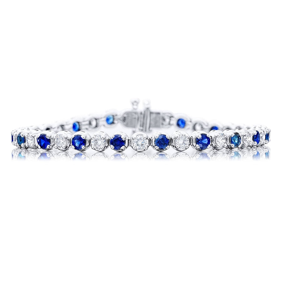Platinum Round Sapphire and Diamond Bracelet