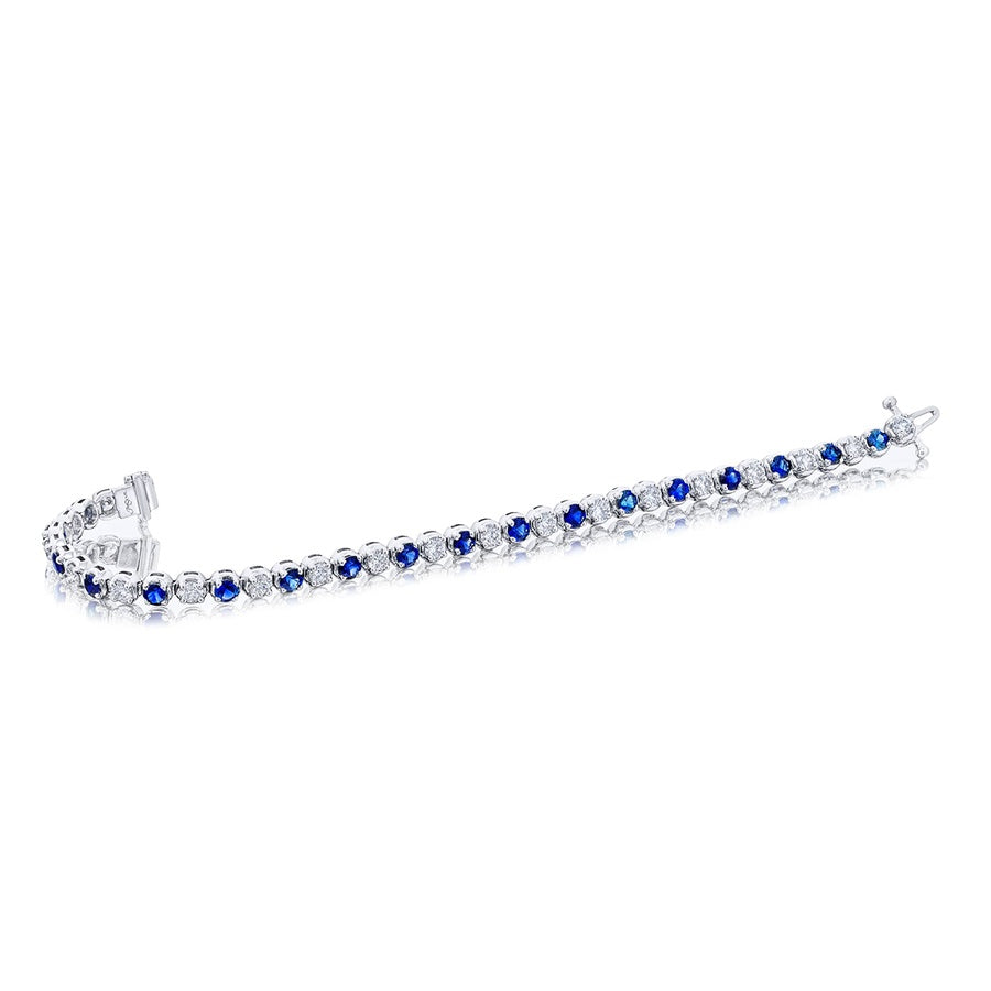 Platinum Round Sapphire and Diamond Bracelet