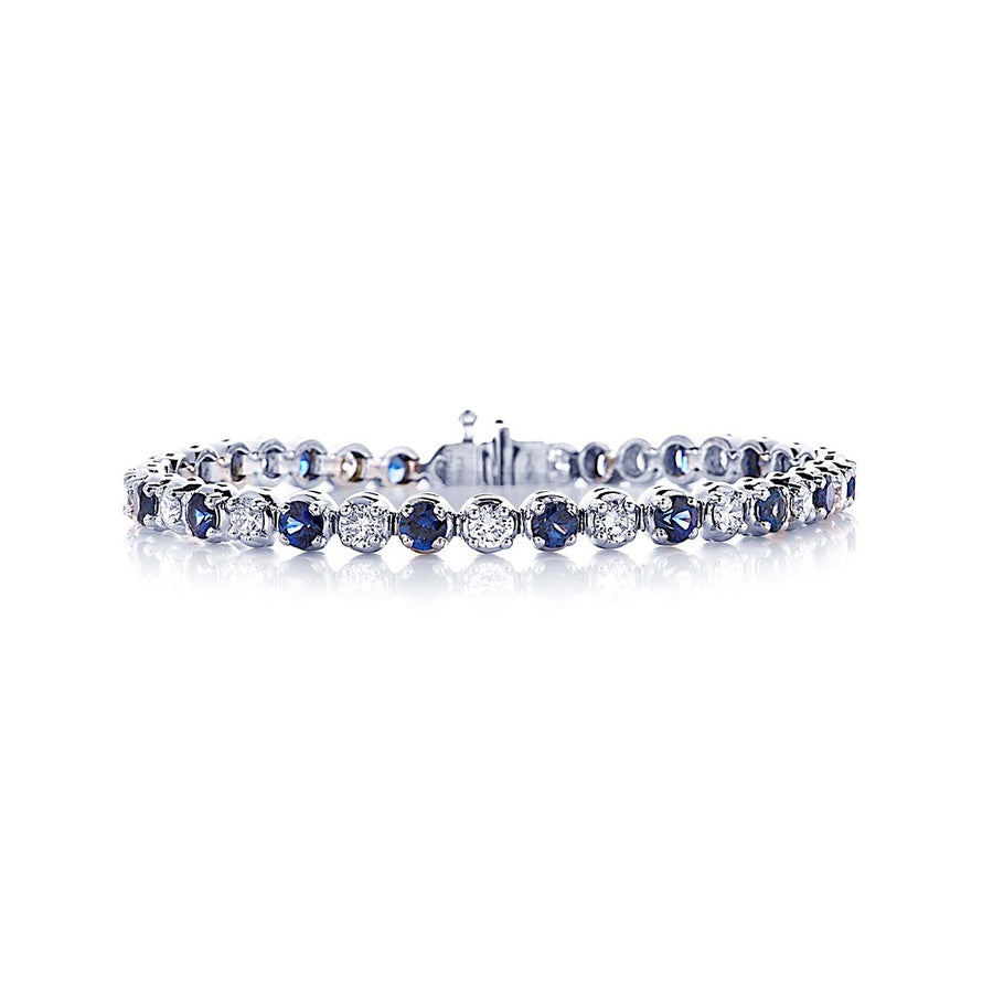 Platinum Round Sapphire and Diamond Bracelet