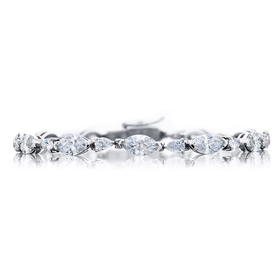 Platinum Marquise and Pear-Shaped Diamond Bracelet
