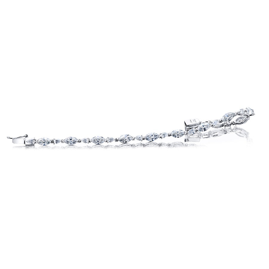 Platinum Marquise and Pear-Shaped Diamond Bracelet