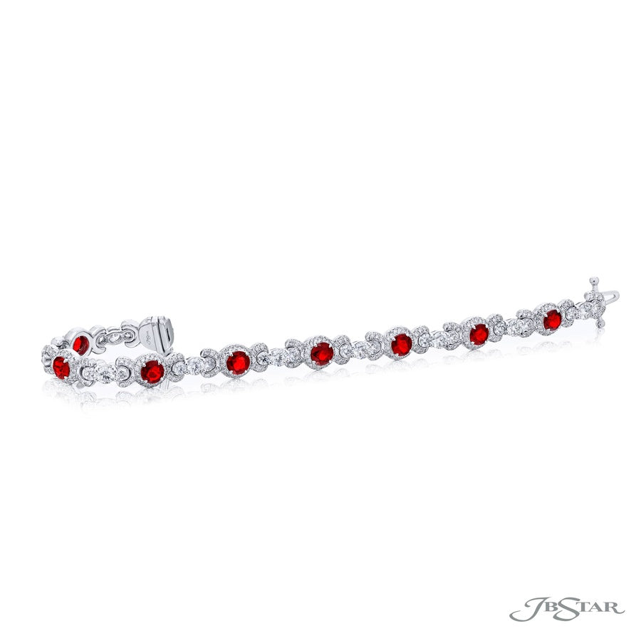 Platinum Round Ruby and Diamond Bracelet