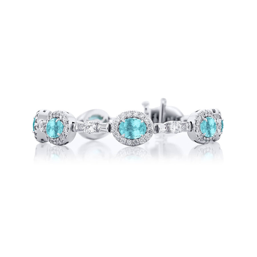 Platinum Oval Paraiba Micro Pave Bracelet