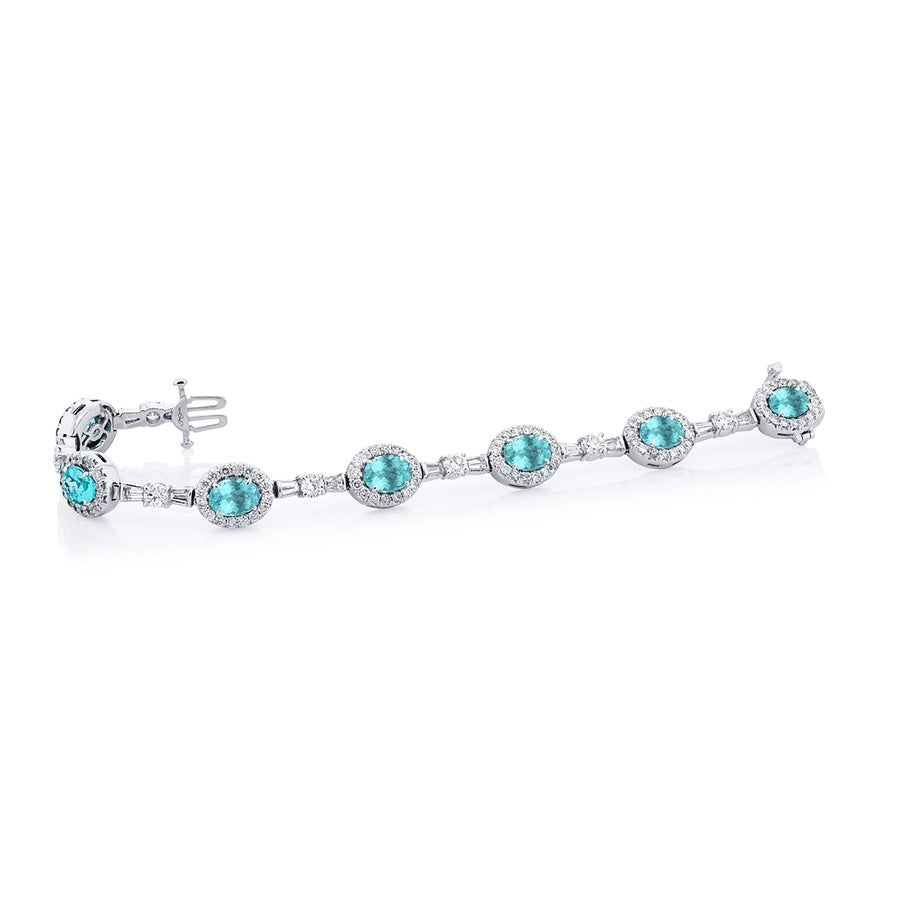 Platinum Oval Paraiba Micro Pave Bracelet