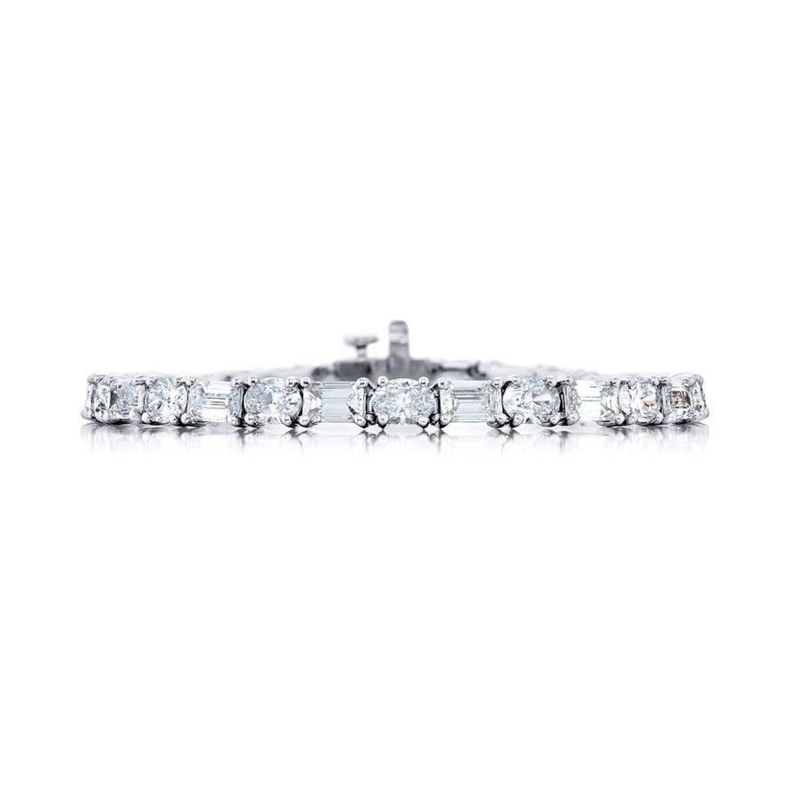 Platinum Emerald-Cut and Oval Diamond Bracelet