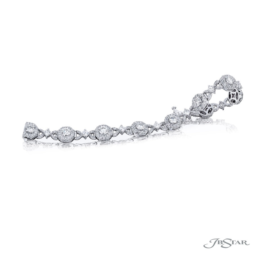 Platinum Radiant-Cut and Round Diamond Bracelet