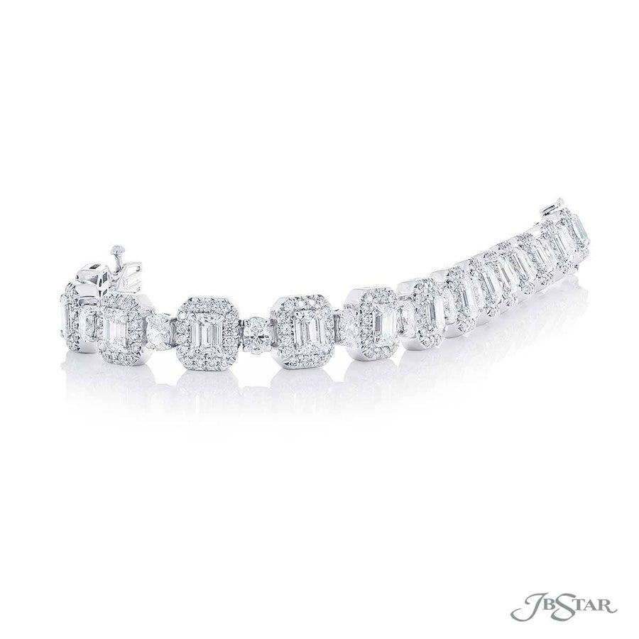 Emerald and oval diamond bracelet 16.01ct bezel setting