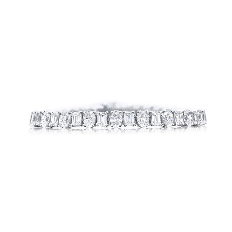 Platinum Emerald-Cut and Oval Diamond Bracelet