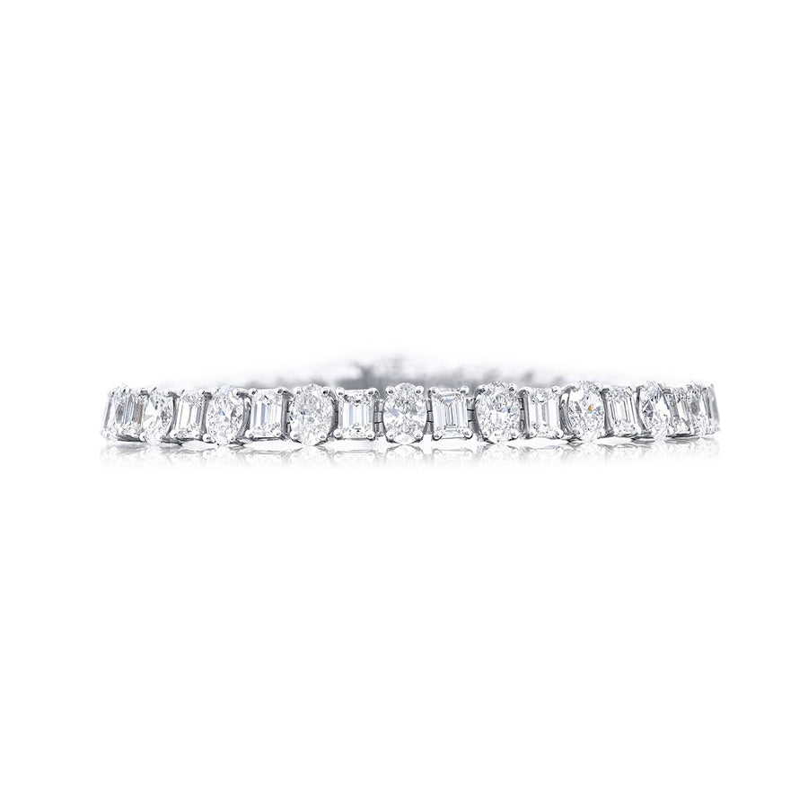 Platinum Emerald-Cut and Oval Diamond Bracelet