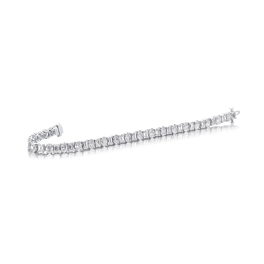 Platinum Emerald-Cut and Oval Diamond Bracelet