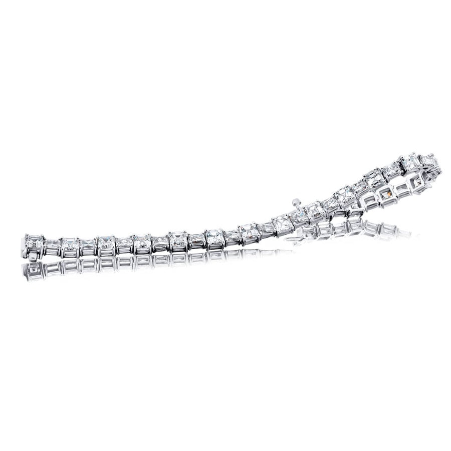 Platinum Square Emerald-Cut and Radiant-Cut Diamond Bracelet