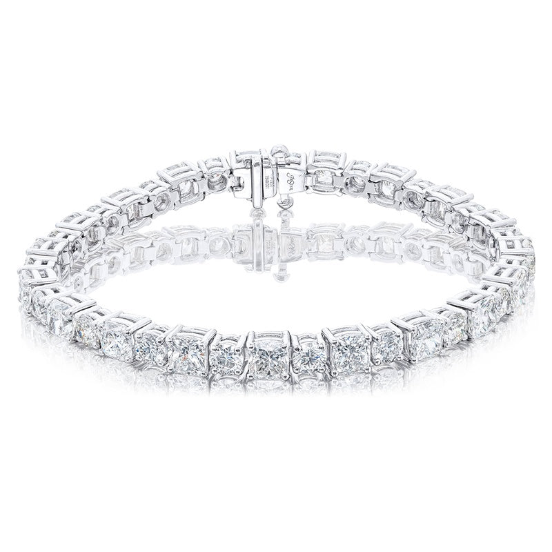 Platinum Cushion-Cut and Round Diamond Bracelet