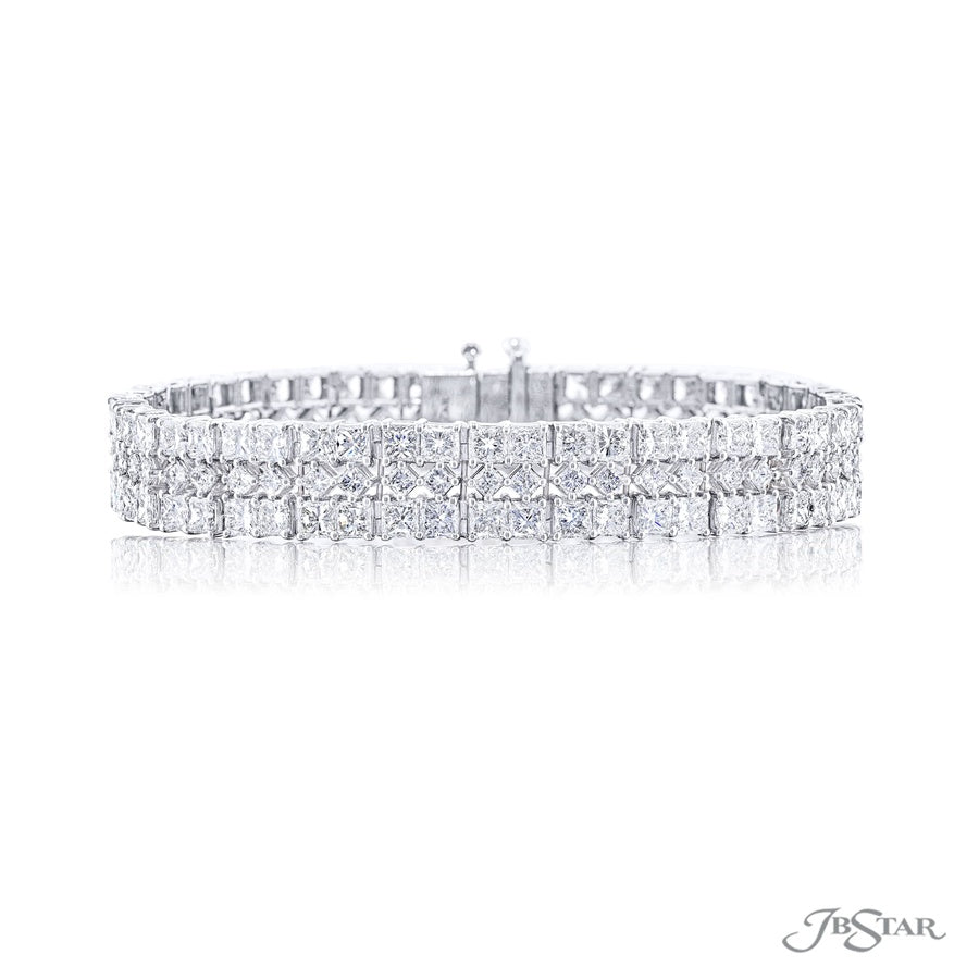 Diamond Bracelet 3 Row Radiant-Cut 23.31 ctw. Shared Prong