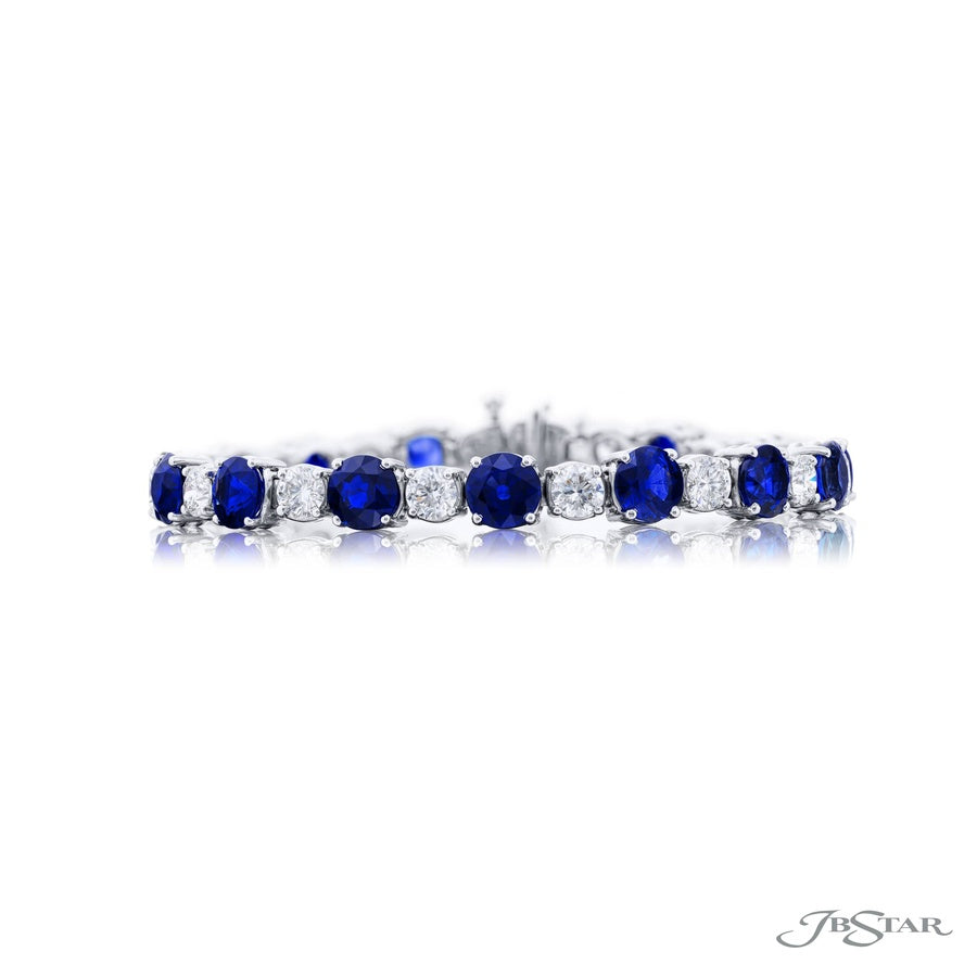 Round Sapphire and Diamond BraceletPlatinum Jewelry