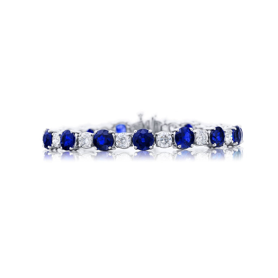 Platinum Round Sapphire and Diamond Bracelet