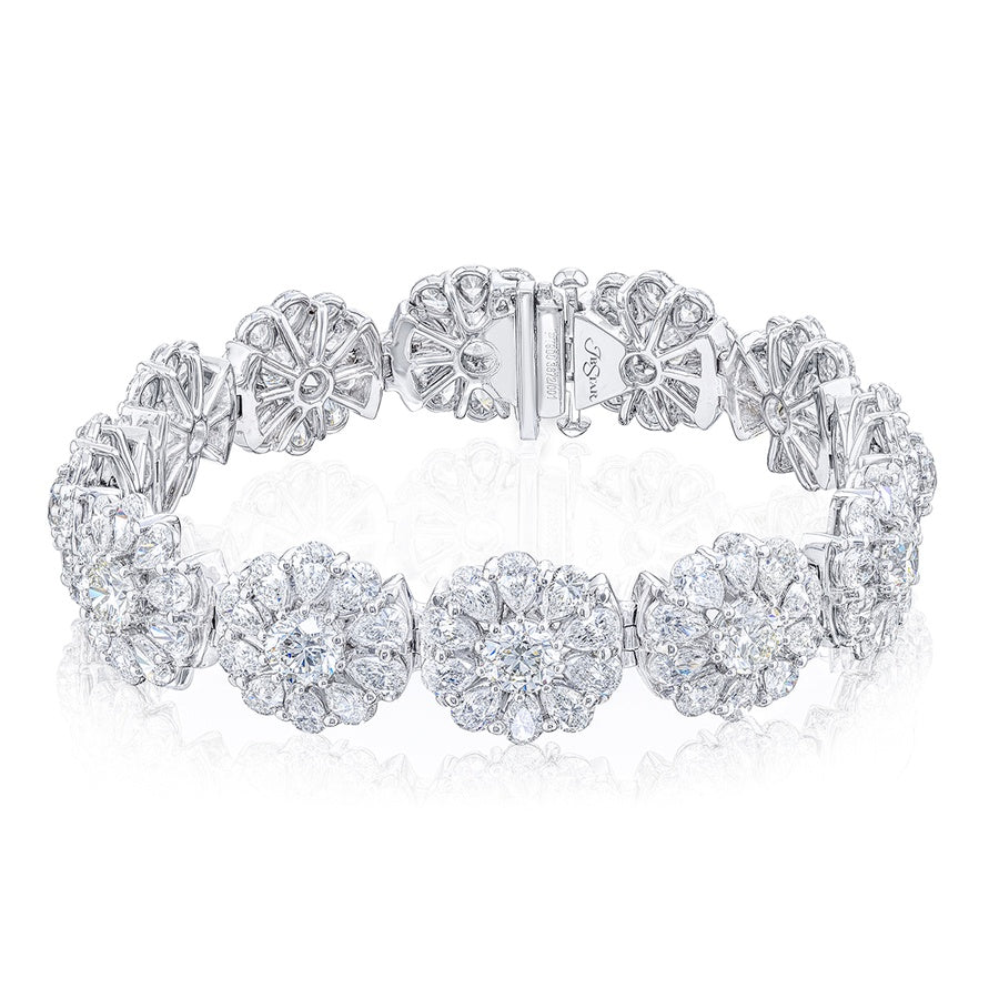 Platinum Pear-Shaped Floral Diamond Bracelet
